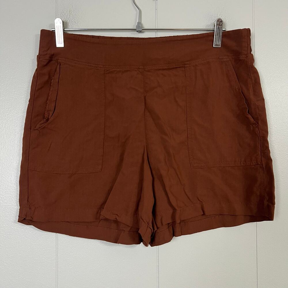Wildfox Brown Rayon Pull On Shorts Womens Large High Rise Pockets Lounge Flowy